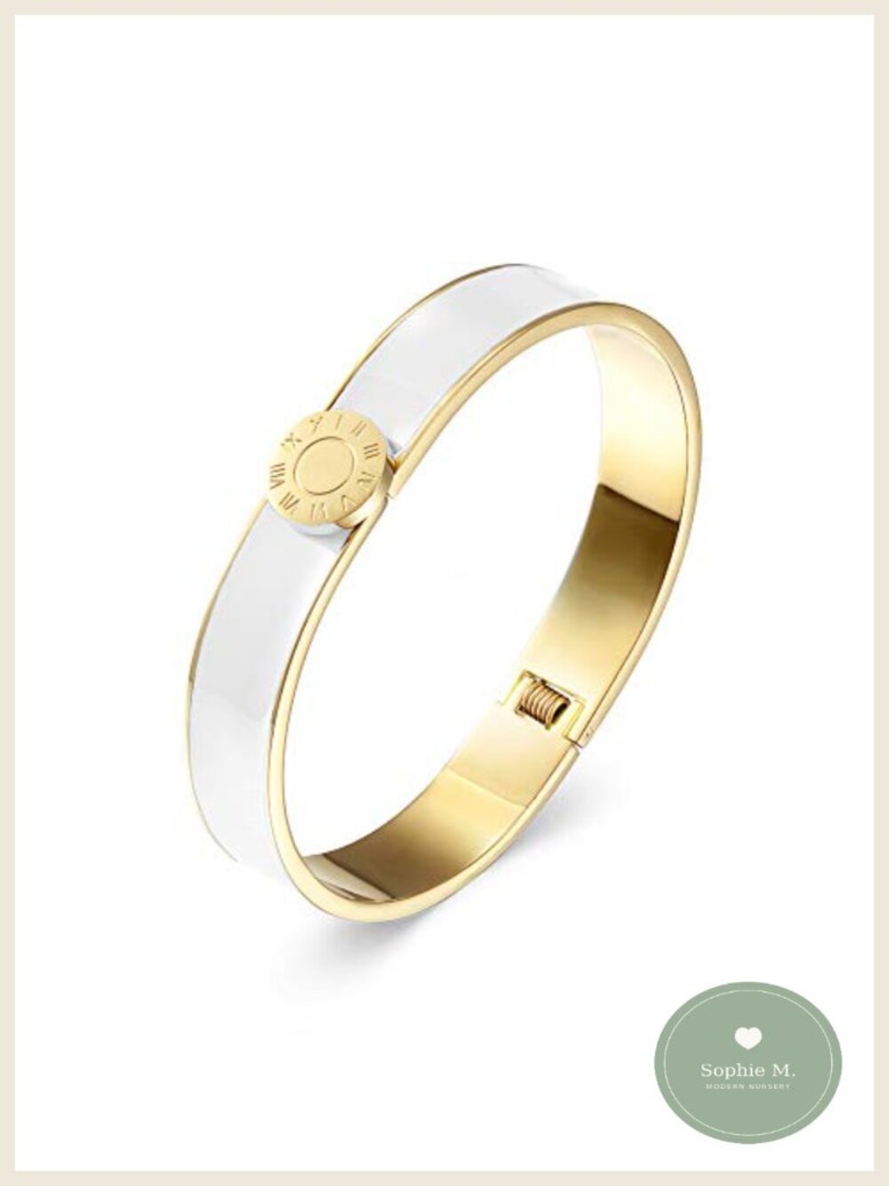 Enamel Cuff Bracelet Stainless Steel Gold Plated Wide Band Bangle